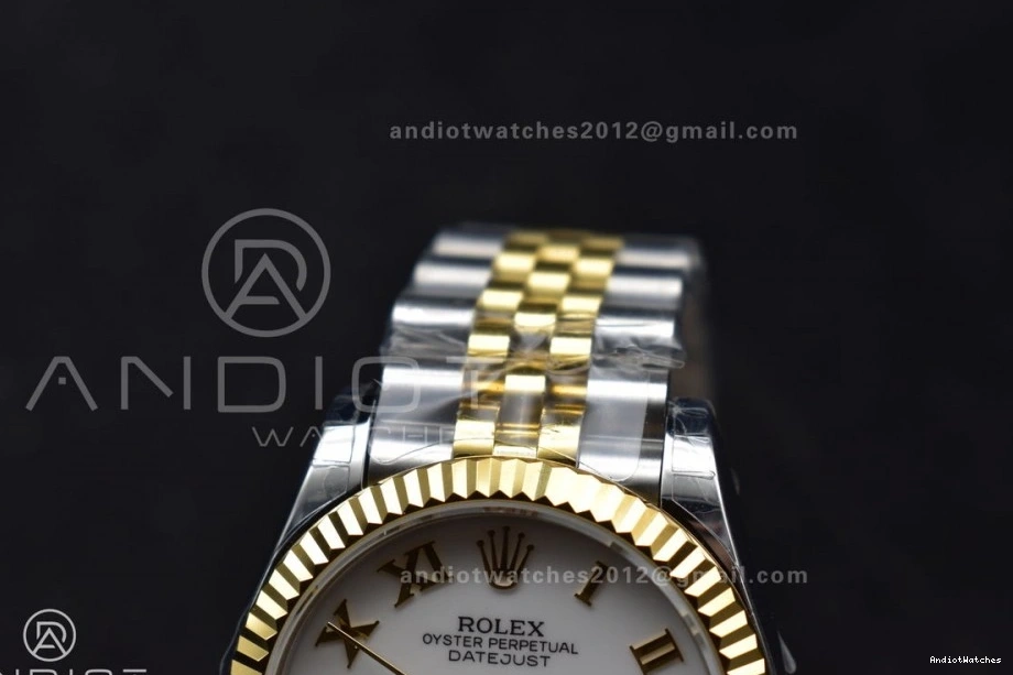 550 White DateJust 316L Roman GSF 31 Lightweight YG 278271 Bracelet Markers Steel President on Ladies Dial 1009